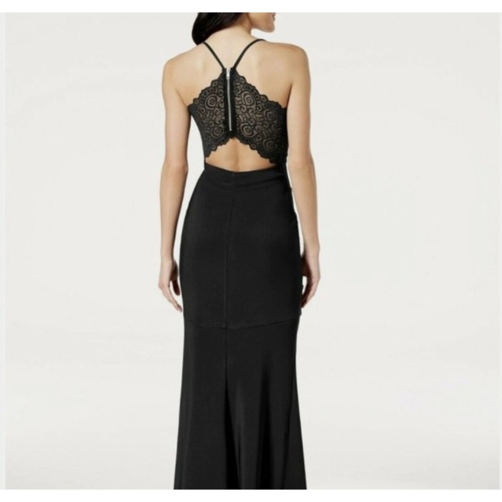 Emerald Sundae Lace Back Maxi Gown Dress Sleeveless V-Neck Formal Black Small
